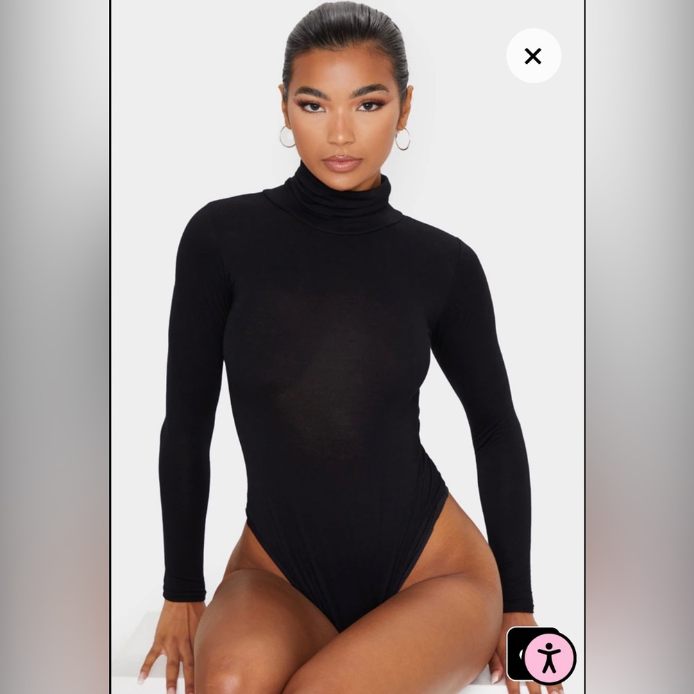 Black turtle neck bodysuit